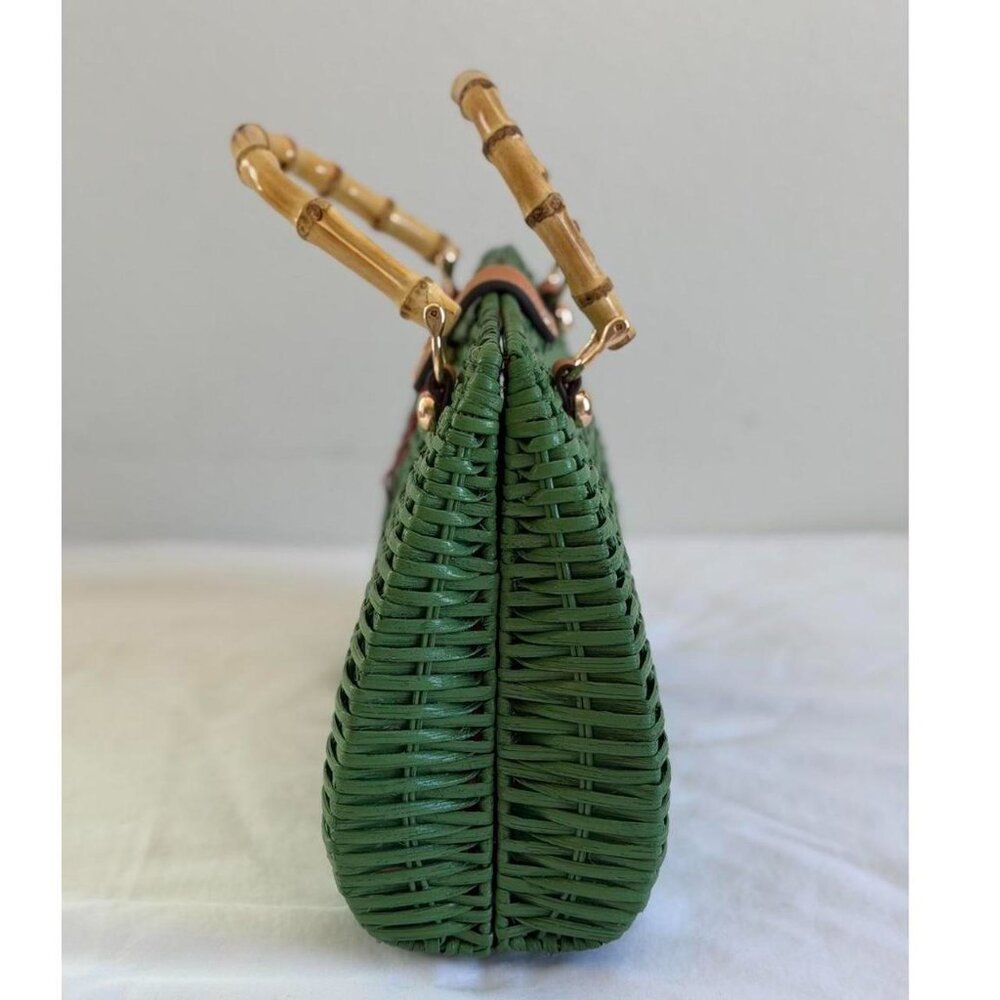 Frances Valentine Rooster Wicker Basket in Green - Picture 9 of 12